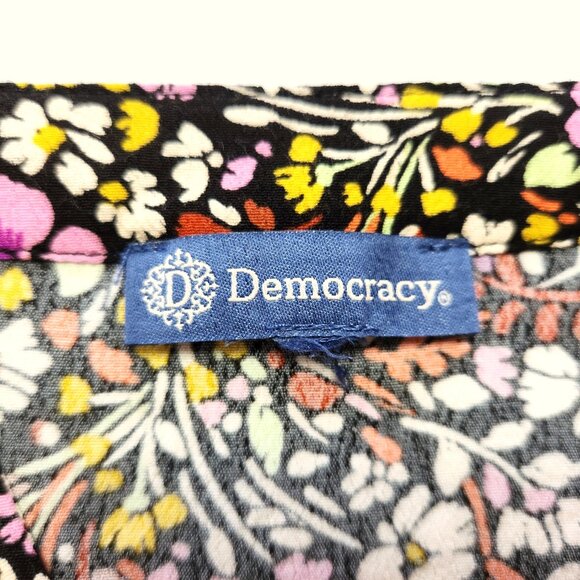 Democracy Split V-Neck Floral Print Blouse Short Flutter Sleeves and Side Sz 2X - Picture 10 of 16